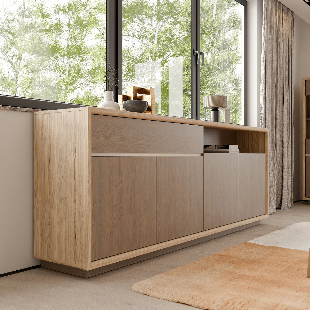 Ficar komoda Riva Oak ir Imbiah Pine spalvos moderniai svetainei ar valgomajam