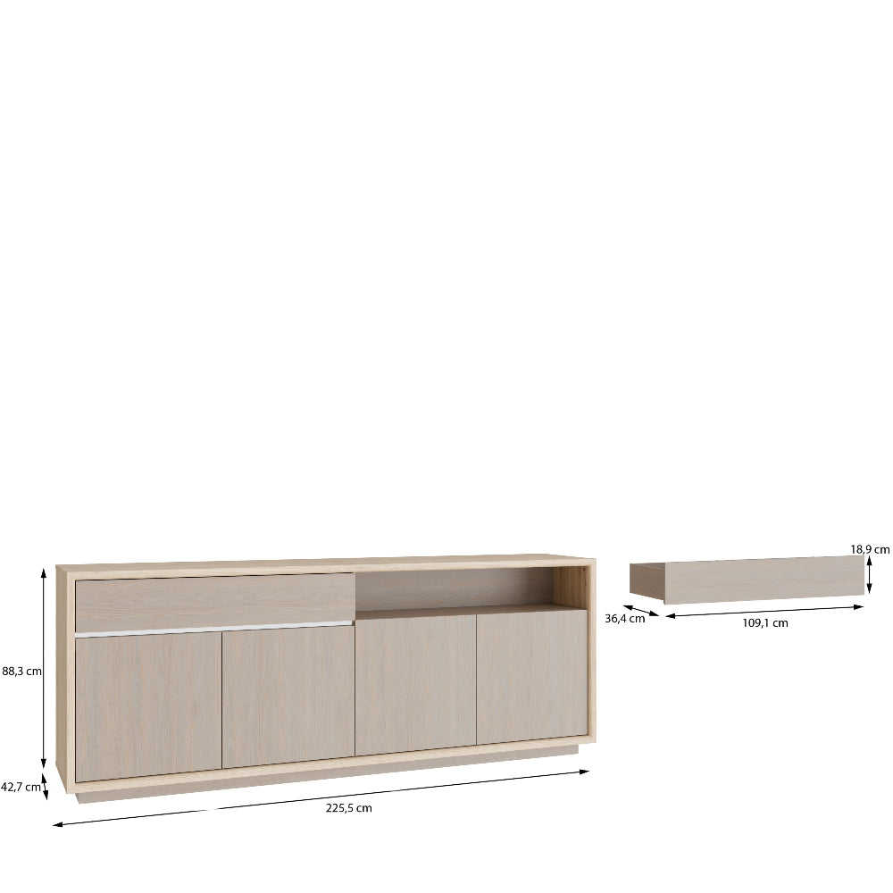 Ficar komoda Riva Oak ir Imbiah Pine spalvos moderniai svetainei ar valgomajam