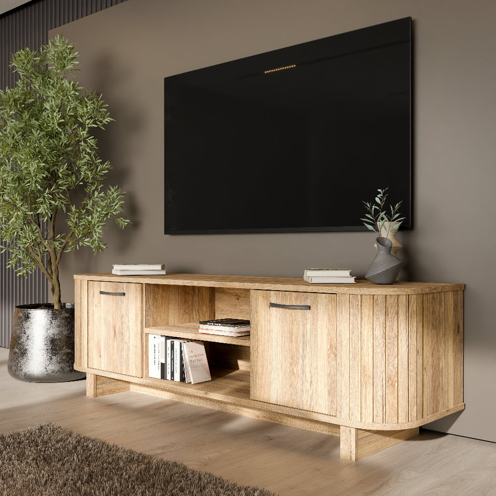 FORMSWIFT TV spintelė su lamelėmis ir lentynomis