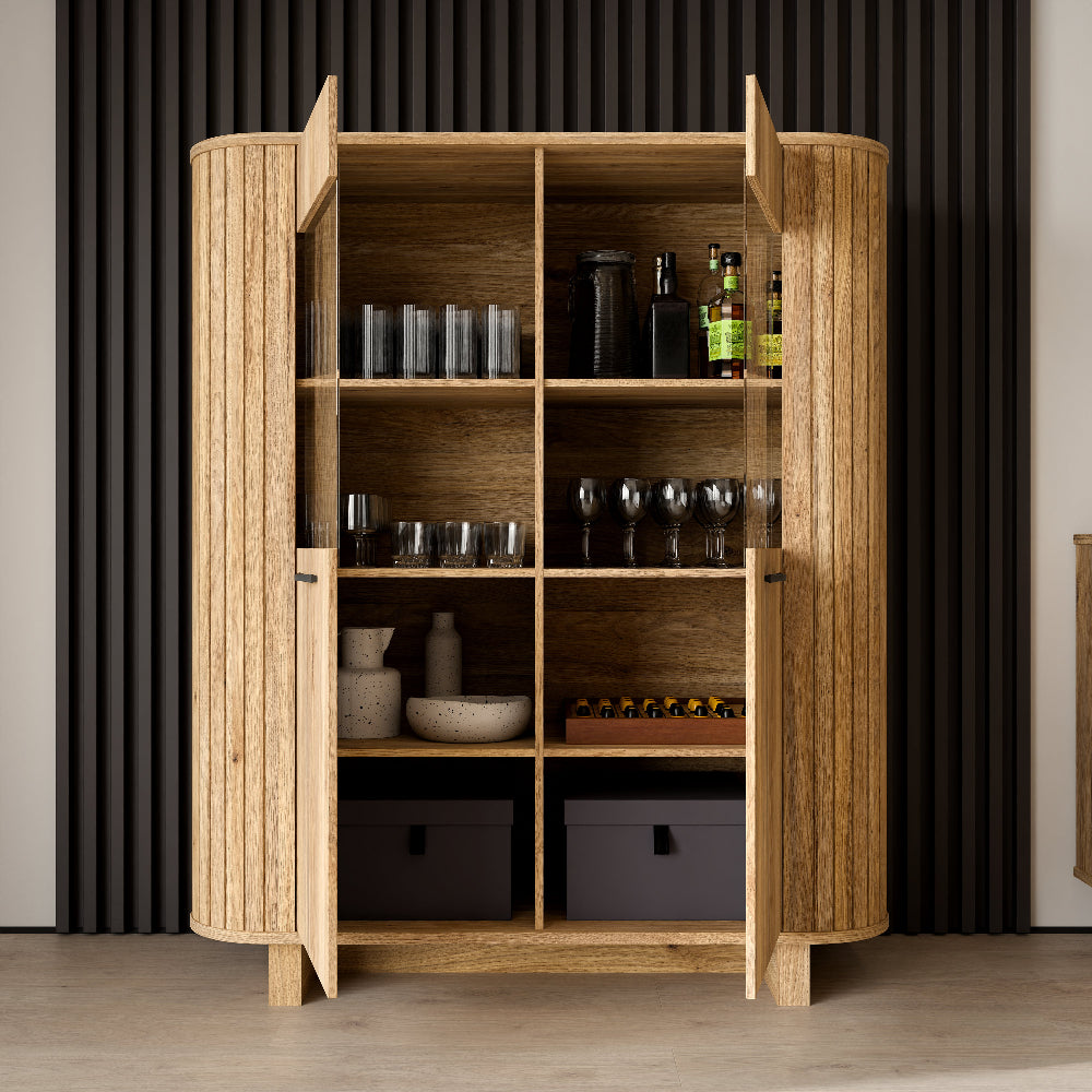 FORMSWIFT vitrina su lamelėmis ir stiklo durelėmis