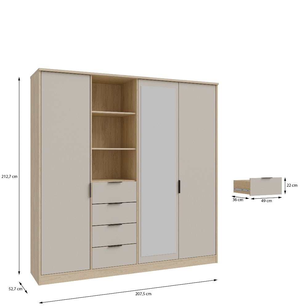 Fortasta spinta turi lentynas, stalčius ir pakabas rūbams