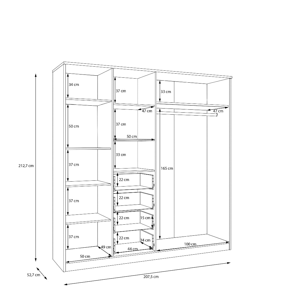 Fortasta spinta turi lentynas, stalčius ir pakabas rūbams