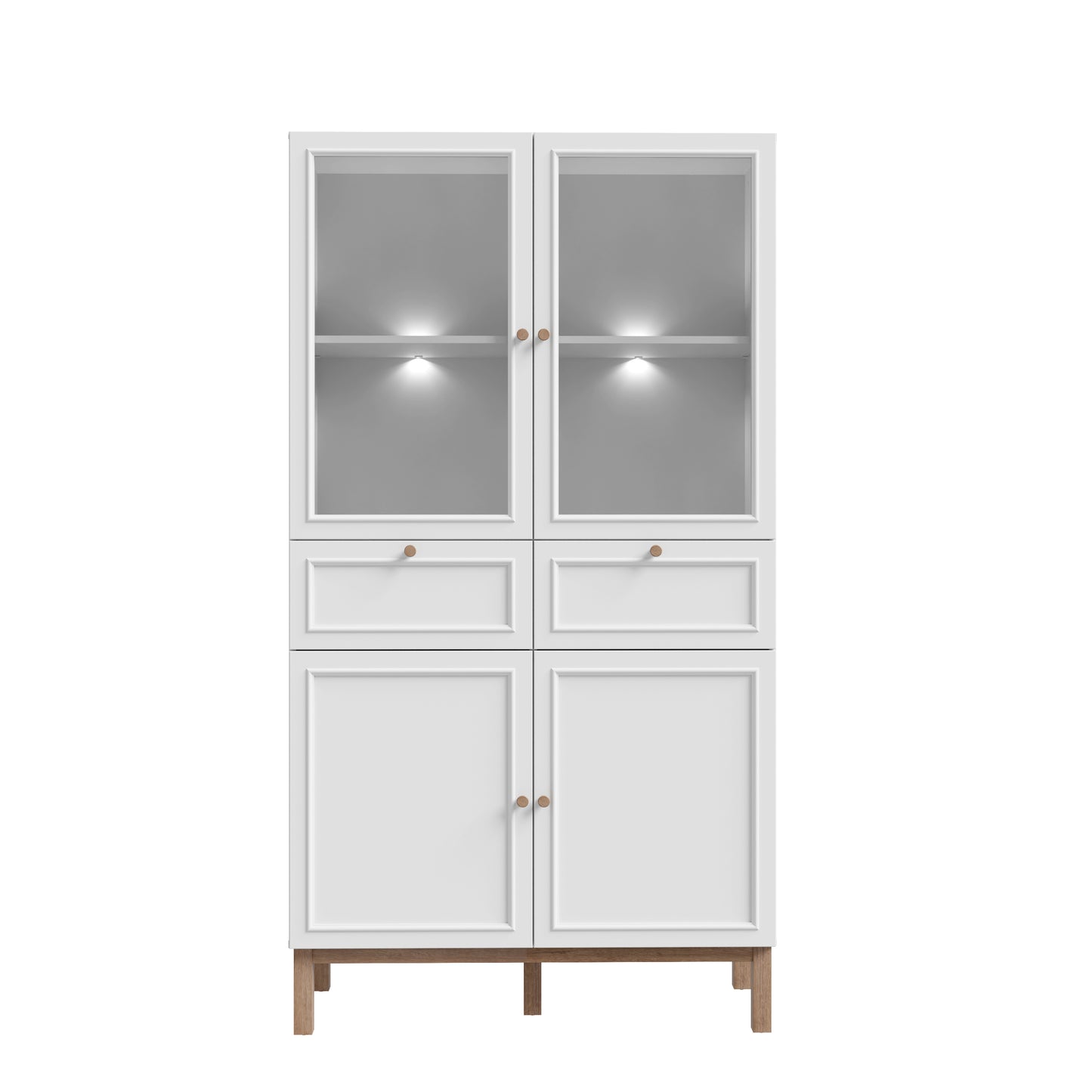 Penkrige indauja su stalčiukais, šviesiomis ir stiklinėmis durelėmis