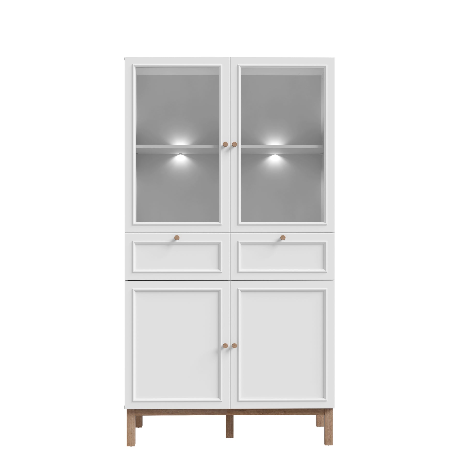 Penkrige indauja su stalčiukais, šviesiomis ir stiklinėmis durelėmis