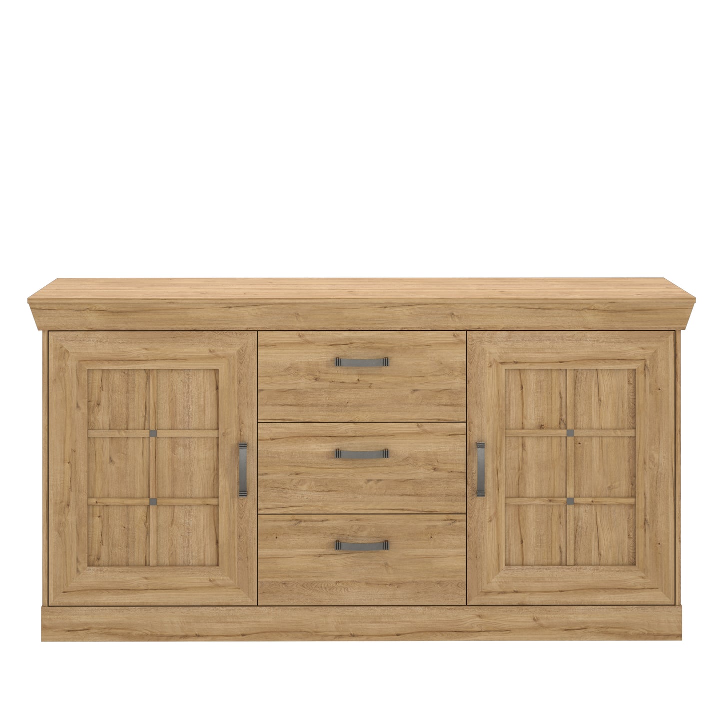 Kalikst kolekcijos komoda su trimis stalčiais ir dviem durelėmis, ąžuolo spalvos