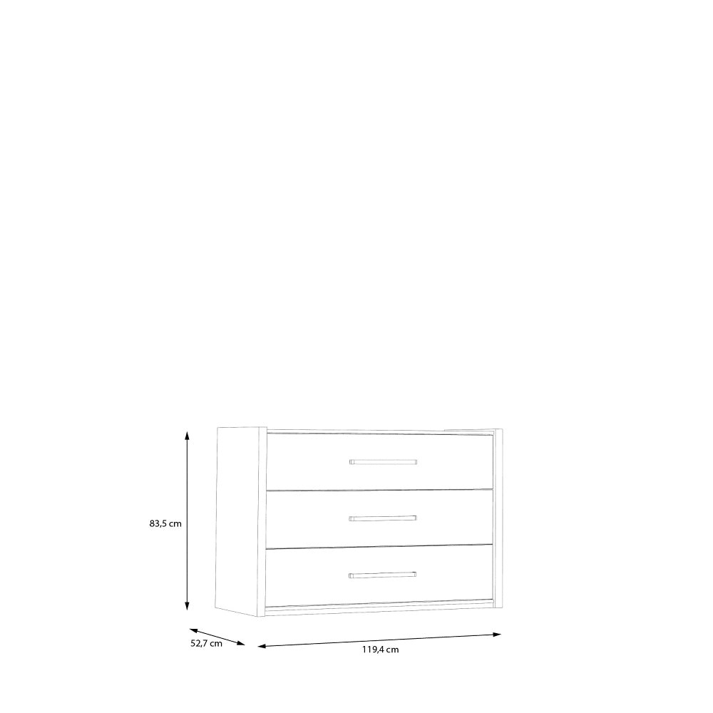 Pembury komoda medžio ir pilkos spalvos su erdviais stalčiais