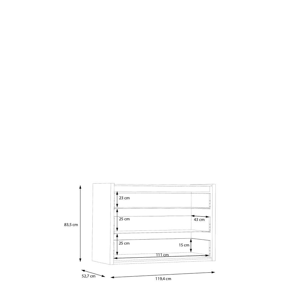 Pembury komoda medžio ir pilkos spalvos su erdviais stalčiais