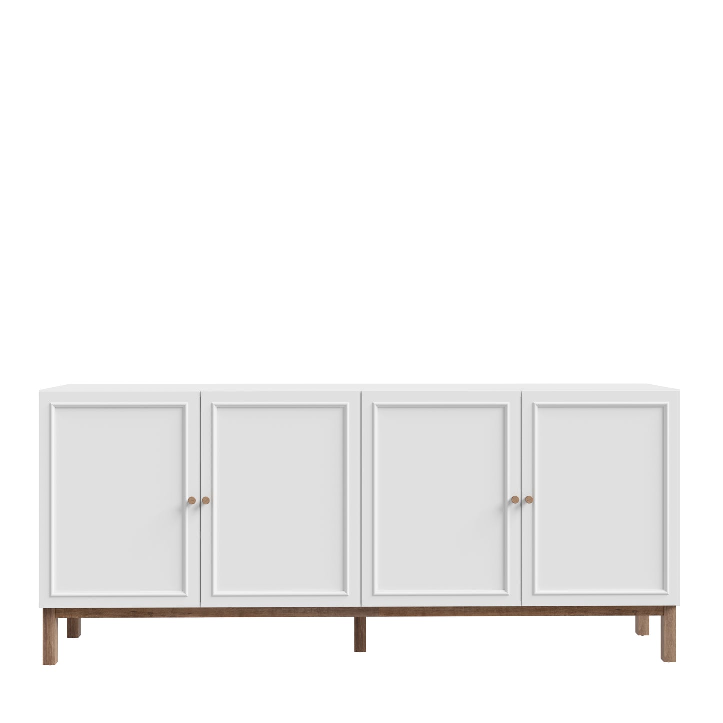 Elegantiška Penkrige komoda šviesiai pilka su paslėptu stalčiumi ir spintelėmis