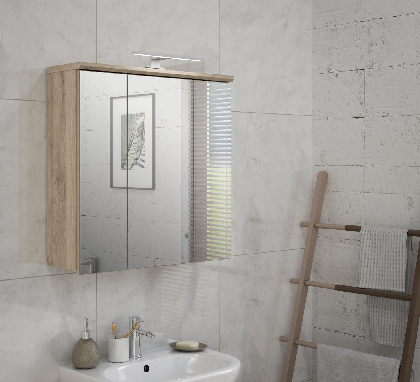 Pakabinama vonios spintelė su veidrodžiu Mindi