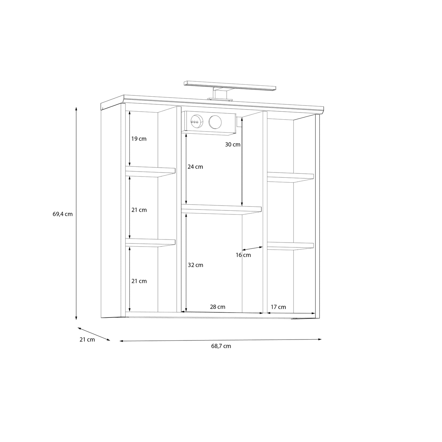 Pakabinama vonios spintelė su veidrodžiu Mindi