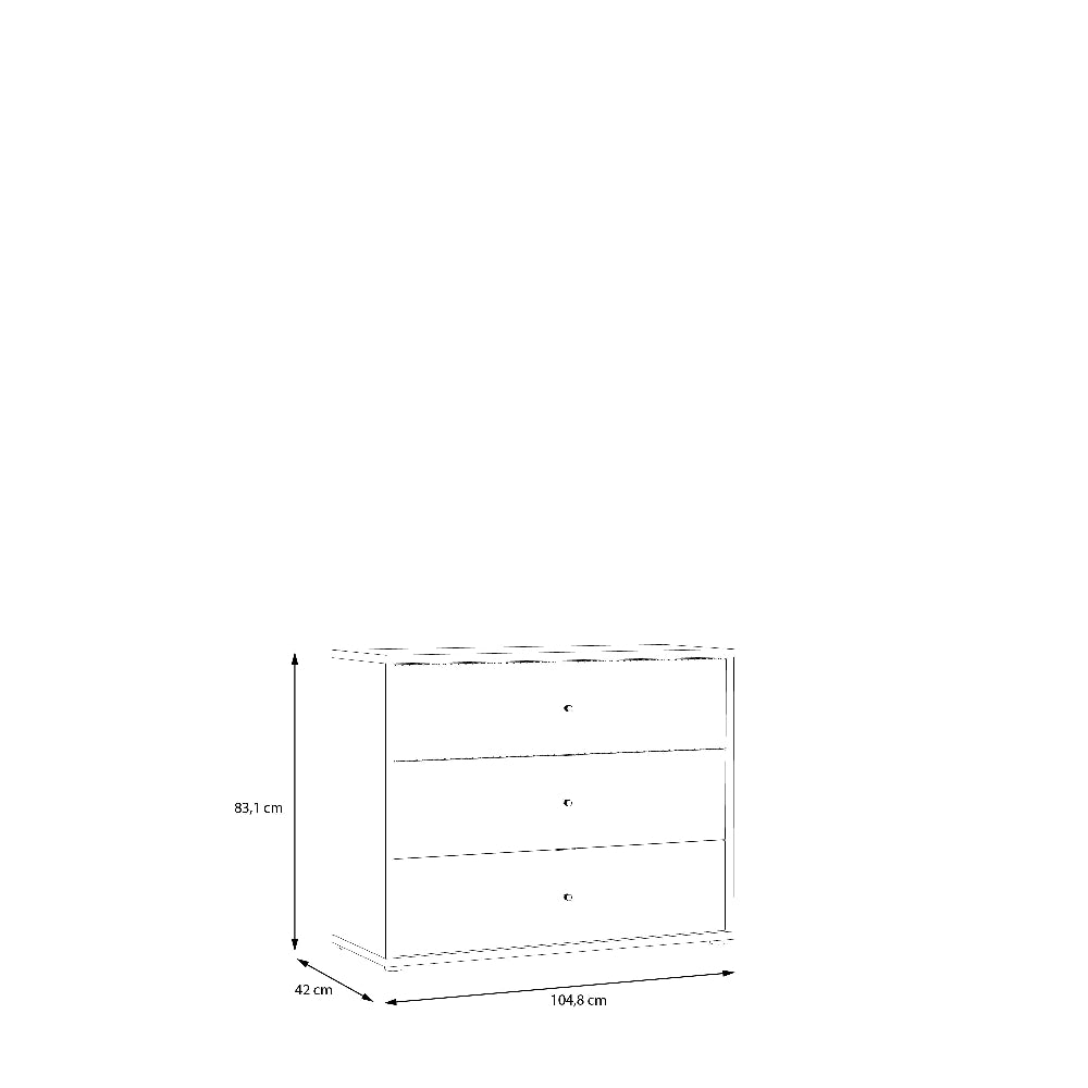 Rankin komoda su 3 stalčiais
