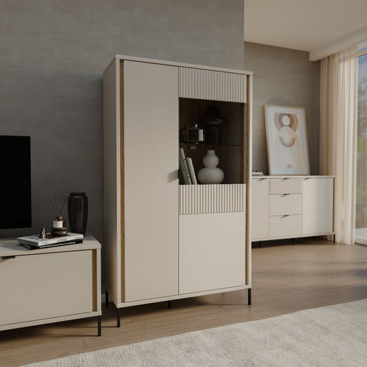 Seravel indauja smėlio spalvos su stikline ekspozicine dalimi