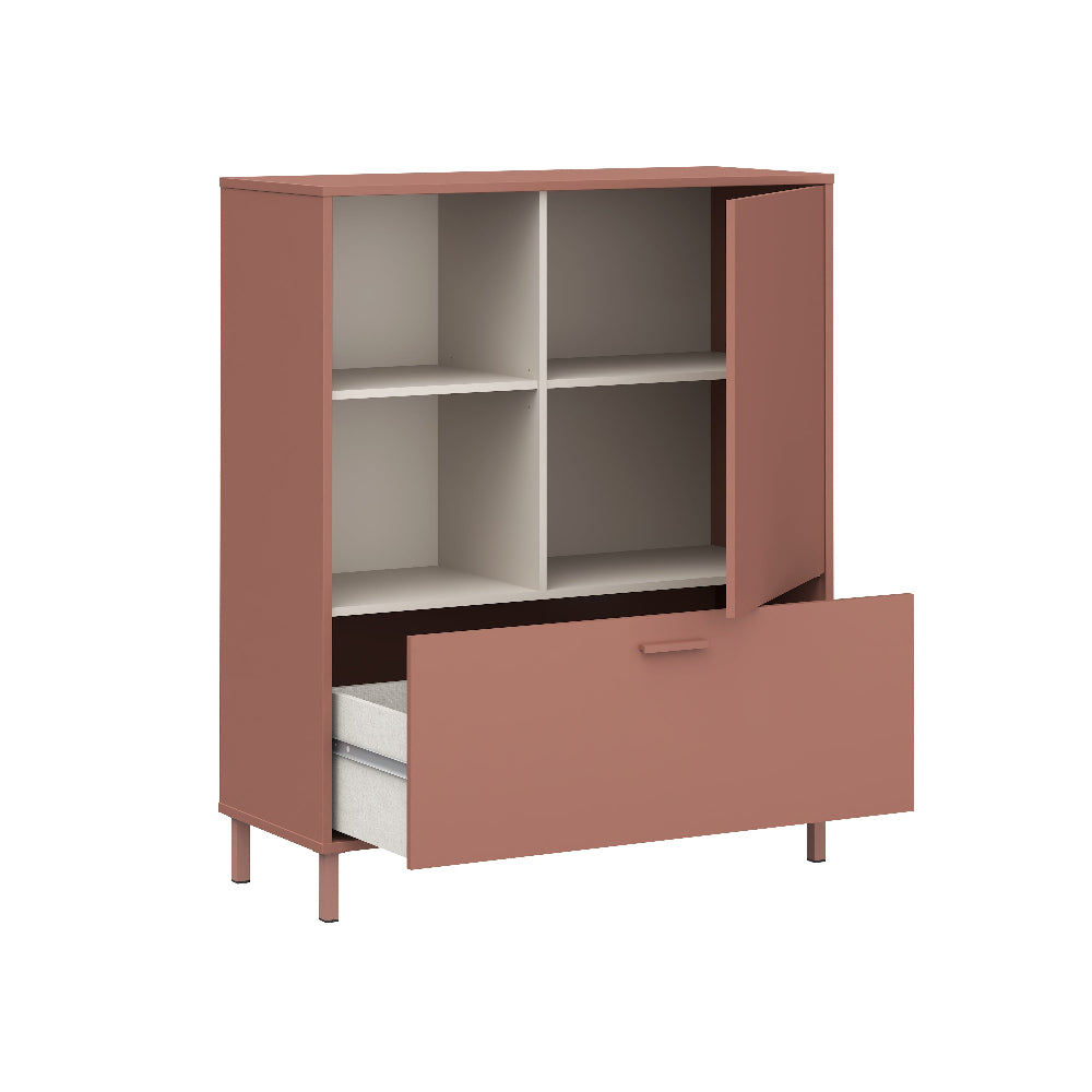 Jaunuolio kambario komoda Milles su stalčiumi ir lentynomis