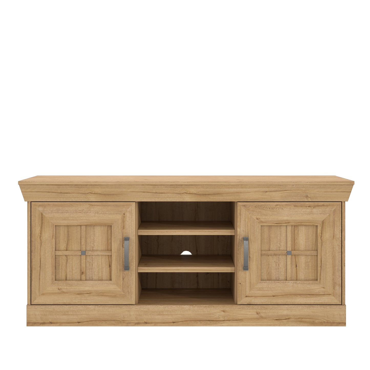 Kalikst kolekcijos televizoriaus staliukas, klasikio stiliaus su derelėmis ir atviromis lentynomis