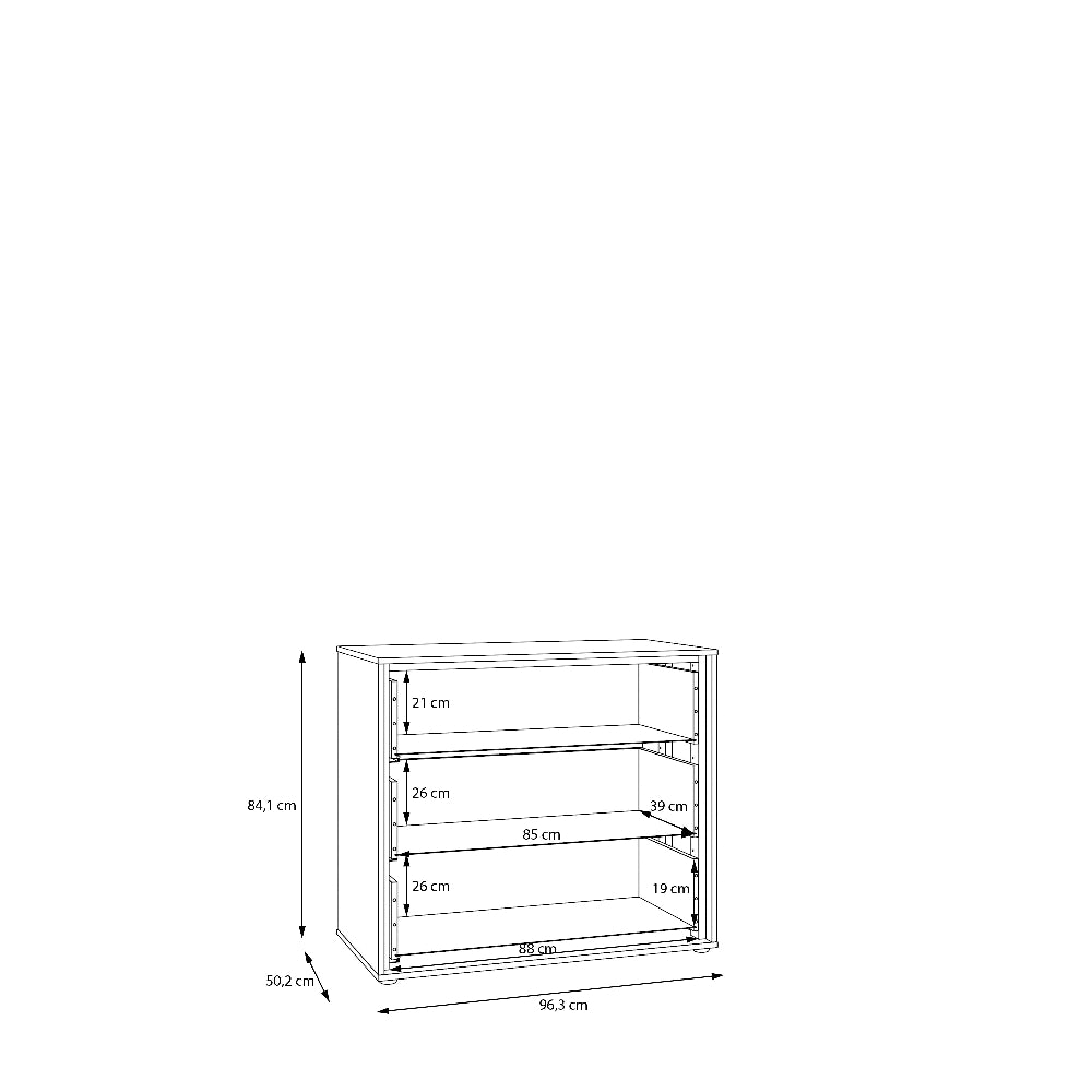 Komoda Wexlin smėlio spalvos su Mauvella ąžuolo detalėmis – modernus ir talpus miegamojo baldas.