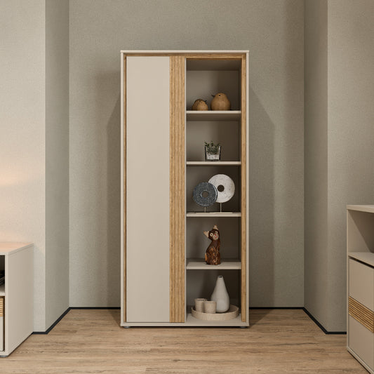 Vitrina Wexlin smėlio spalvos su Mauvella ąžuolo detalėmis