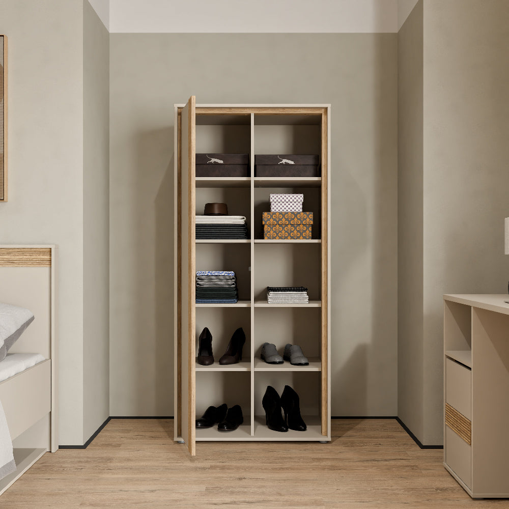 Vitrina Wexlin smėlio spalvos su Mauvella ąžuolo detalėmis