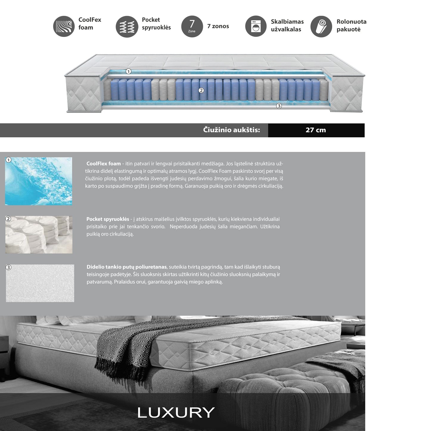 Čiužinys MLILY Luxury